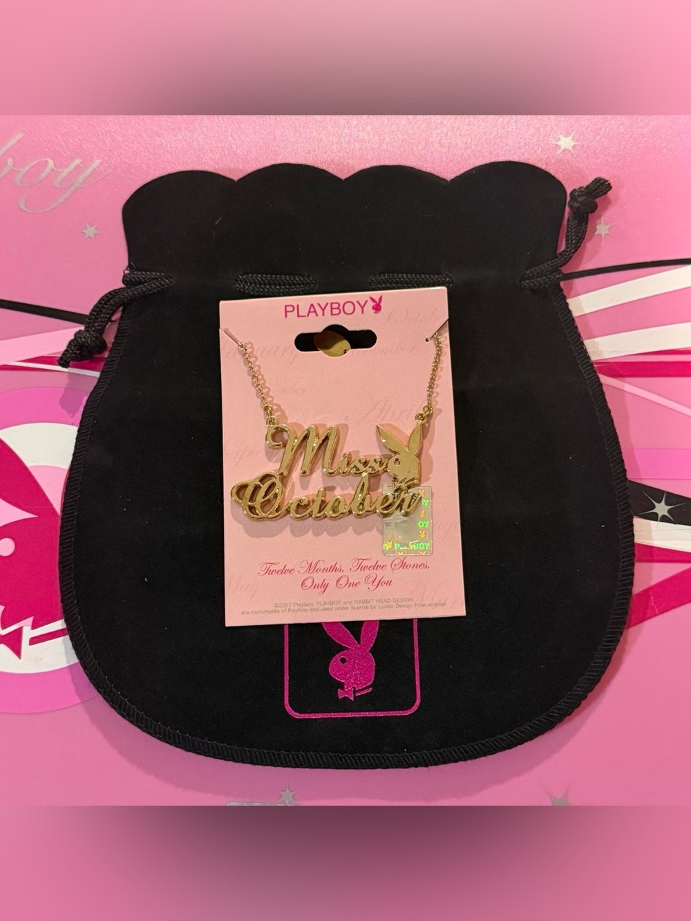 Playboy miss October gold necklace NWT
